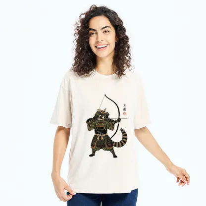 Tokyo-Tiger Kyudo Raccoon Samurai Washed T-Shirt