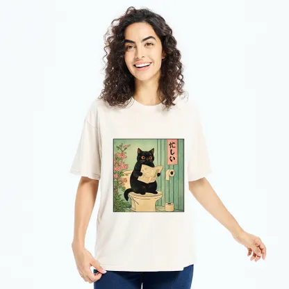 Tokyo-Tiger A Very Busy Black Cat Washed T-Shirt