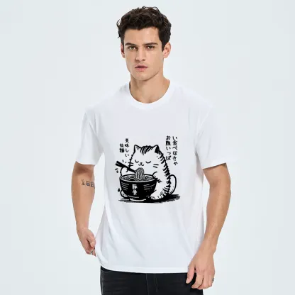 Tokyo-Tiger Funny Cute Cat Eating Ramen Japan Classic T-Shirt