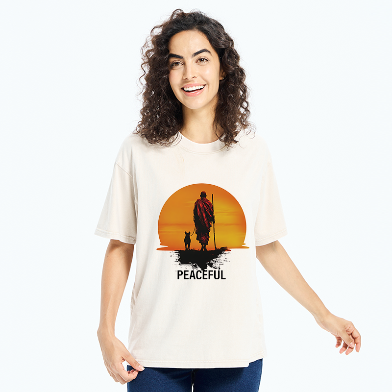 Tokyo-Tiger Monk Dog And Sun Washed T-Shirt