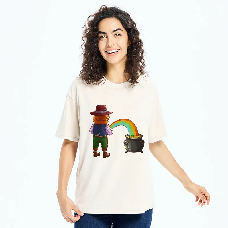 Tokyo-Tiger St Patrick's Day Rainbow Funny Washed T-Shirt