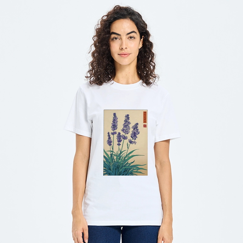 Tokyo-Tiger Japanese Art Lavender Flower Classic T-Shirt