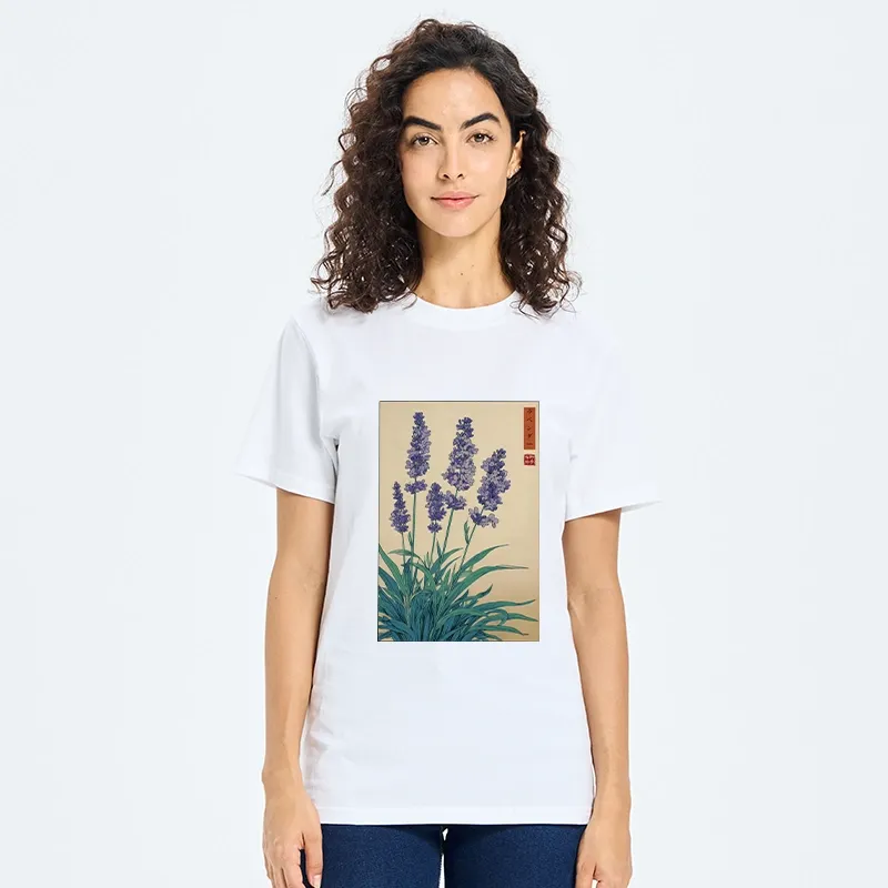 Tokyo-Tiger Japanese Art Lavender Flower Classic T-Shirt