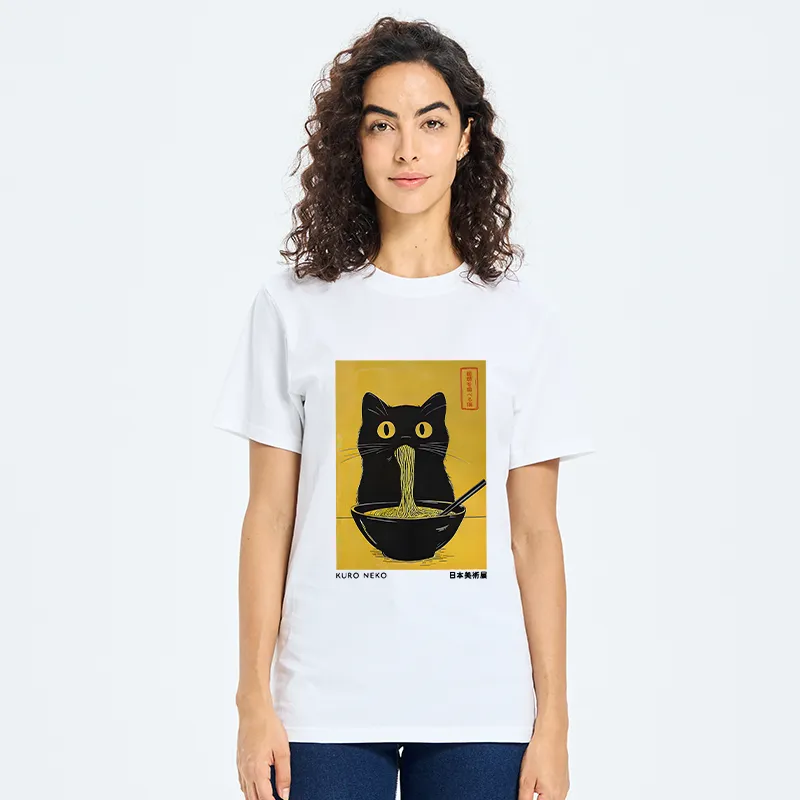 Tokyo-Tiger Black Cat Eats Ramen In Big Bites Classic T-Shirt