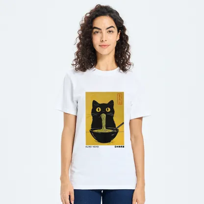 Tokyo-Tiger Black Cat Eats Ramen In Big Bites Classic T-Shirt