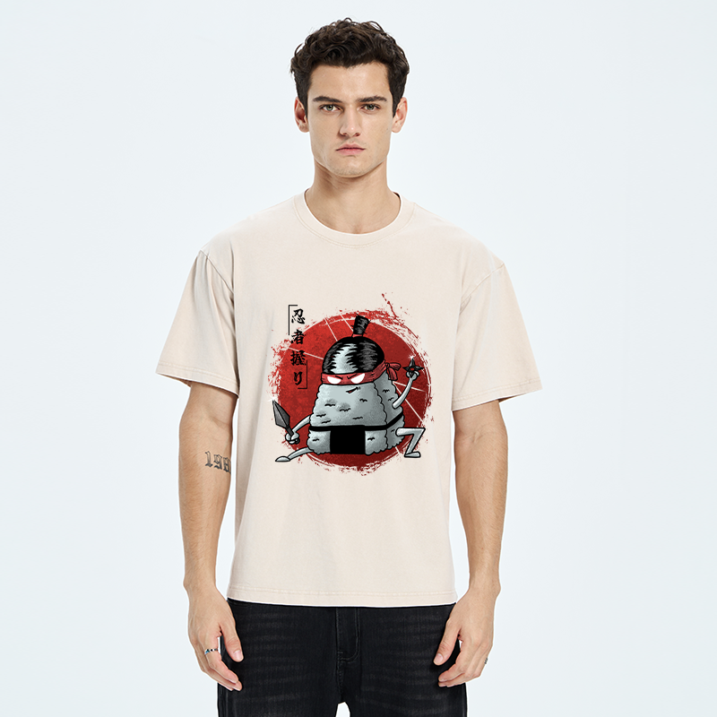 Tokyo-Tiger Rice Ball Ninja Washed T-Shirt