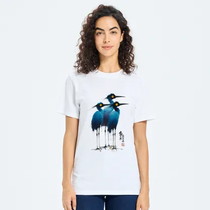 Tokyo-Tiger Great Blue Heron Ink Painting Classic T-Shirt