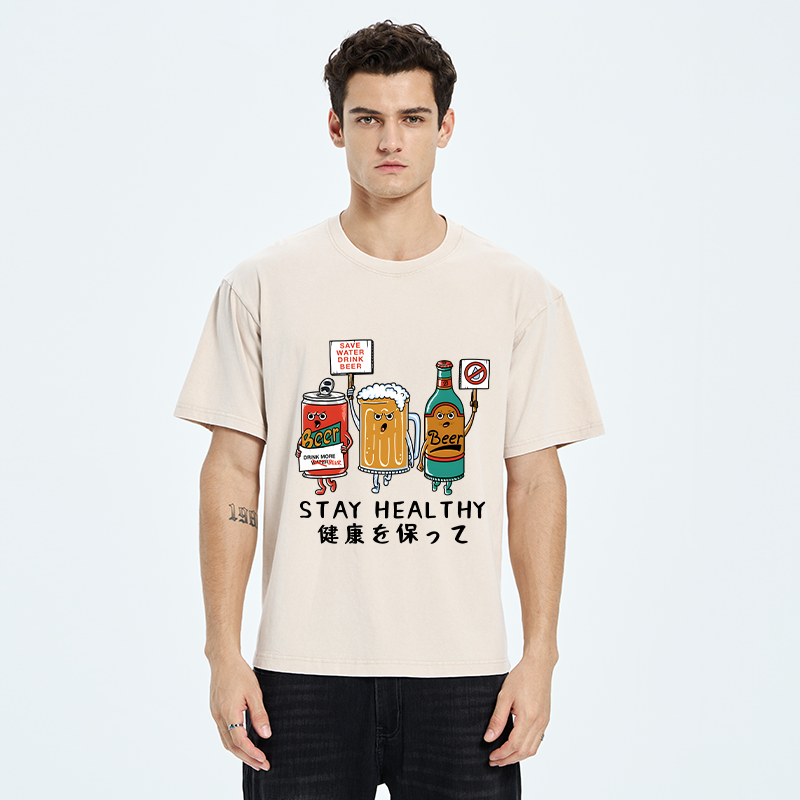 Tokyo-Tiger Stay Healthy Washed T-Shirt