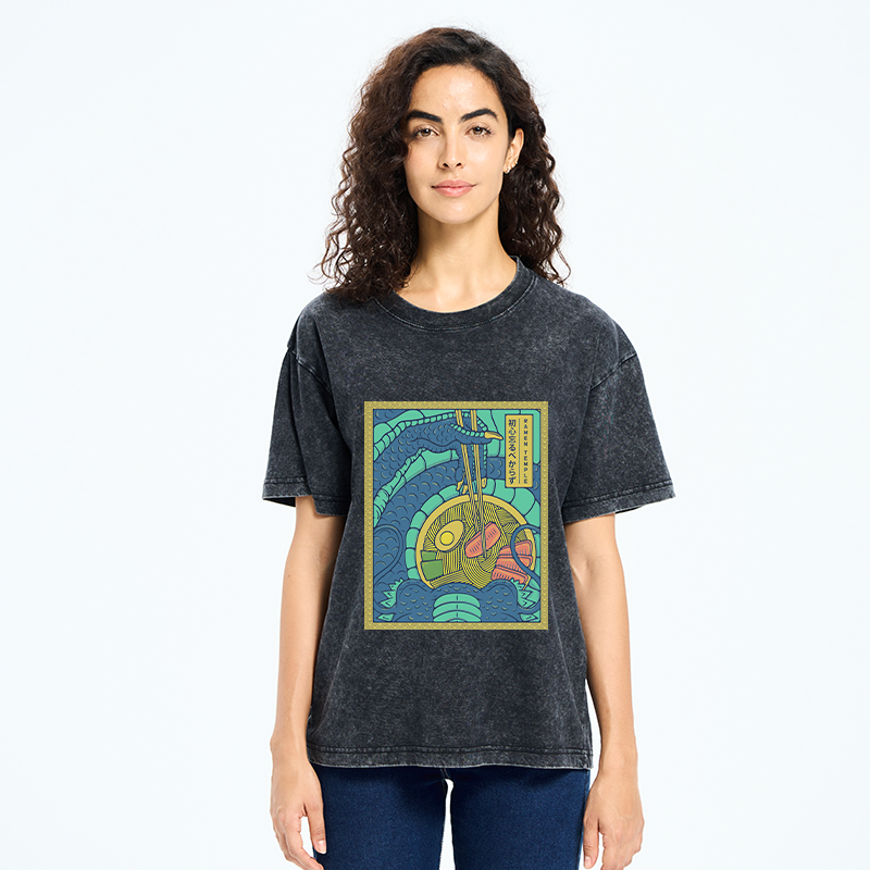 Tokyo-Tiger Dragon Ramen Lover Washed T-Shirt