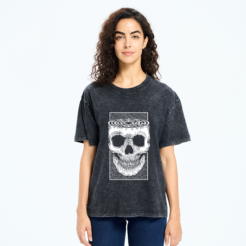 Tokyo-Tiger Horror Skull Washed T-Shirt