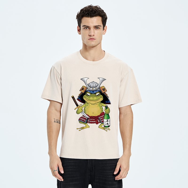 Tokyo-Tiger Japanese Samurai Frog Washed T-Shirt