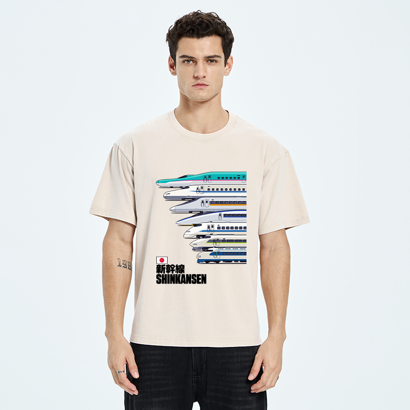 Tokyo-Tiger Japan Shinkansen Washed T-Shirt Sale – tokyo-tiger