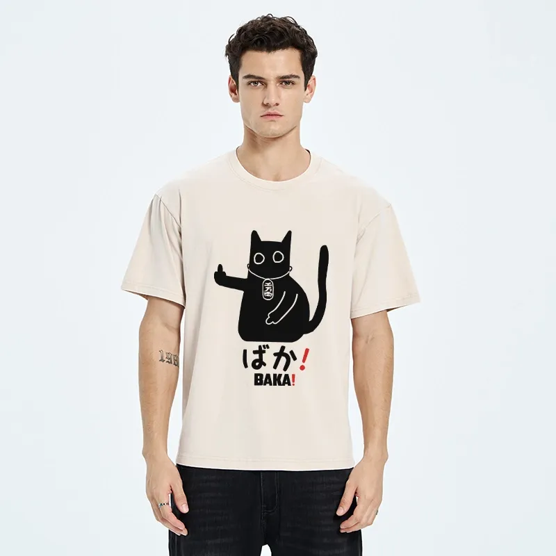 Tokyo-Tiger Japanese Baka Cat Washed T-Shirt