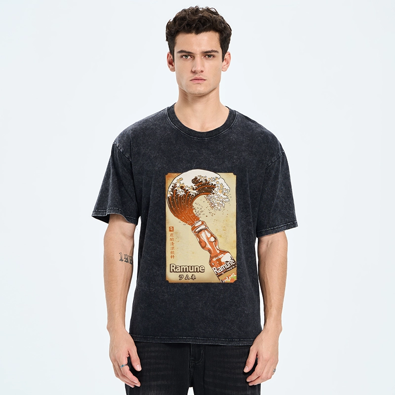 Tokyo-Tiger Japanese Ramune Soda Washed T-Shirt