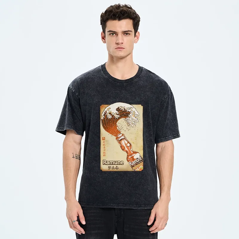 Tokyo-Tiger Japanese Ramune Soda Washed T-Shirt