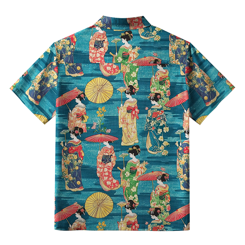Tokyo-Tiger Japanese Geisha Button-up Shirt