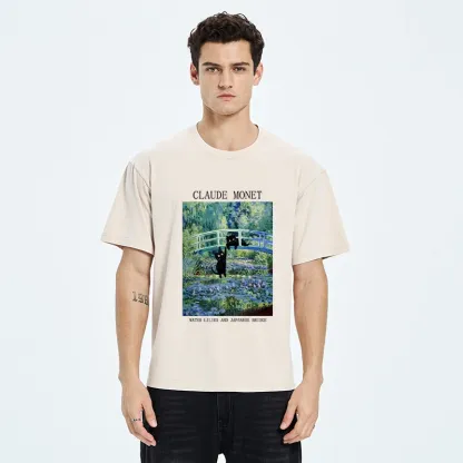 Tokyo-Tiger Water Lilies And Japanese Bridge Washed T-Shirt