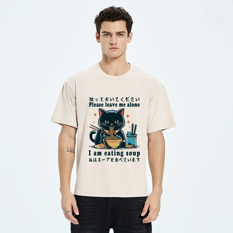 Tokyo-Tiger Cat Enchanted By Ramen Washed T-Shirt