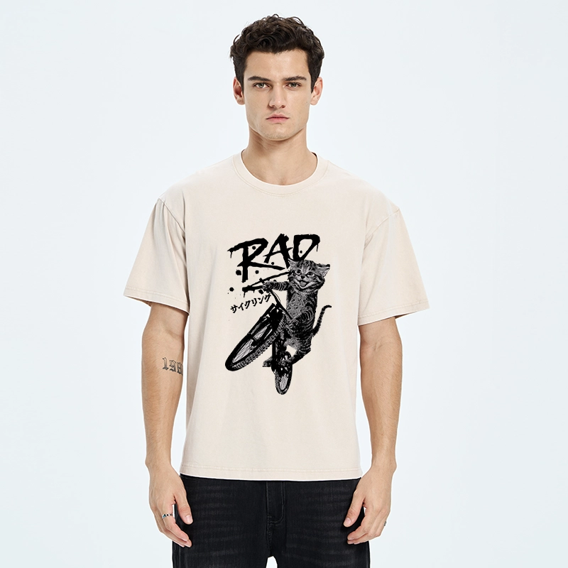 Tokyo-Tiger Bicycle Lover Cat Washed T-Shirt