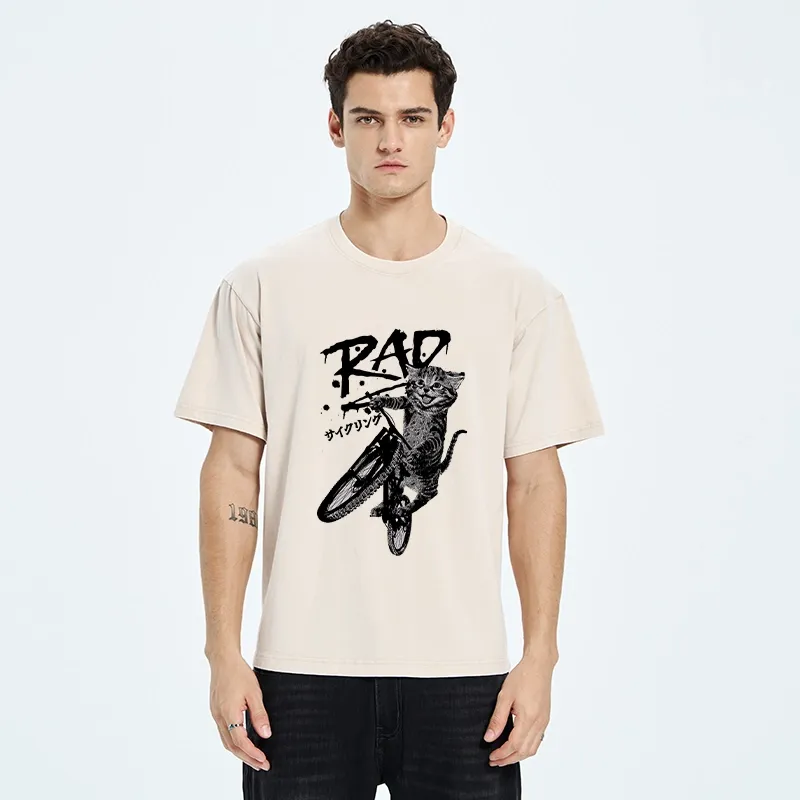 Tokyo-Tiger Bicycle Lover Cat Washed T-Shirt