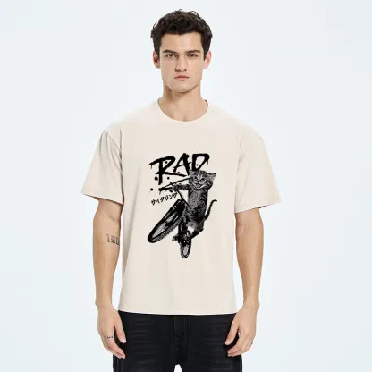 Tokyo-Tiger Bicycle Lover Cat Washed T-Shirt