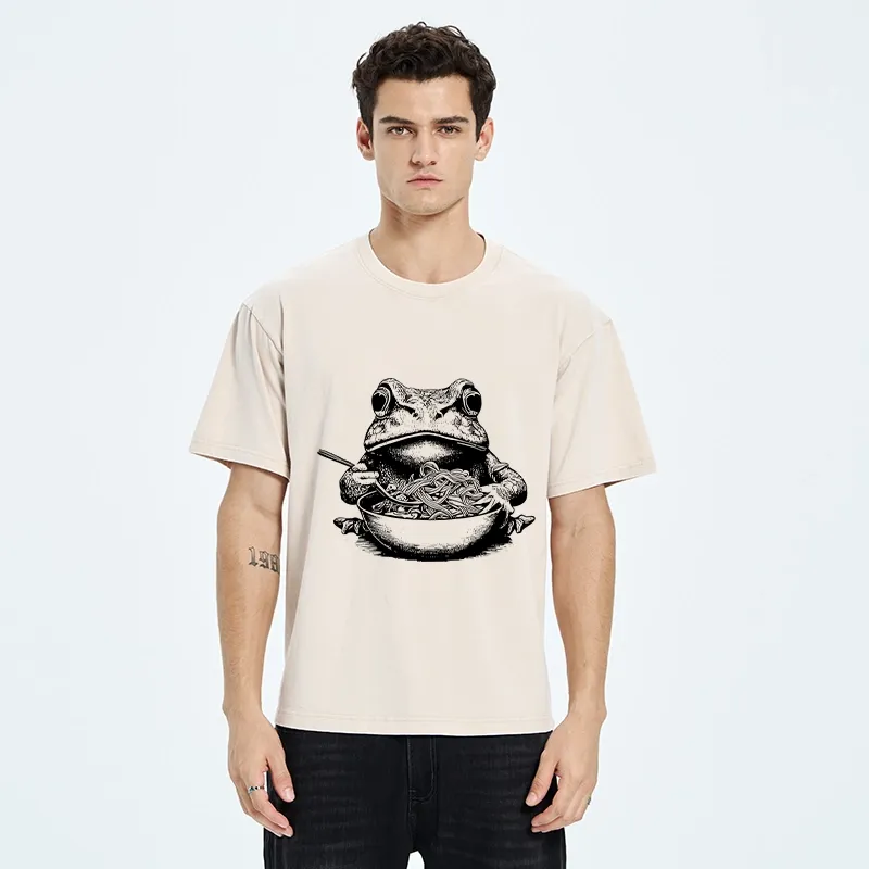 Tokyo-Tiger Obsessed With Ramen Frog Washed T-Shirt