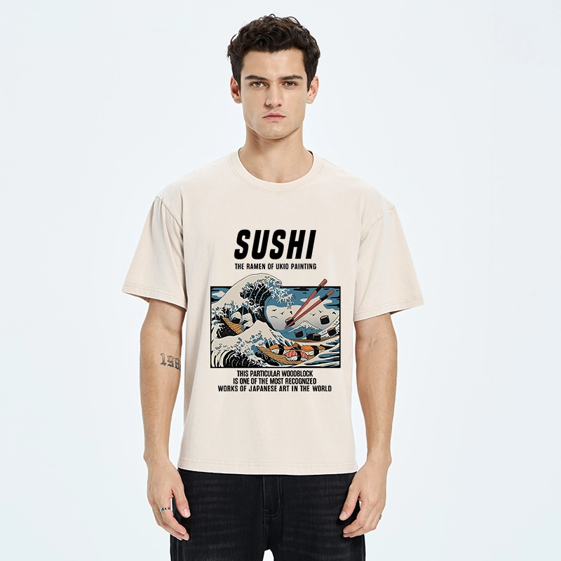 Tokyo-Tiger The Great Wave Off Sushi Washed T-Shirt