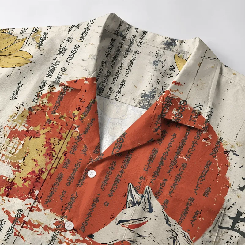 Tokyo-Tiger Fox Fairy On Lotus Pure Land Aloha Hawaiian Shirt