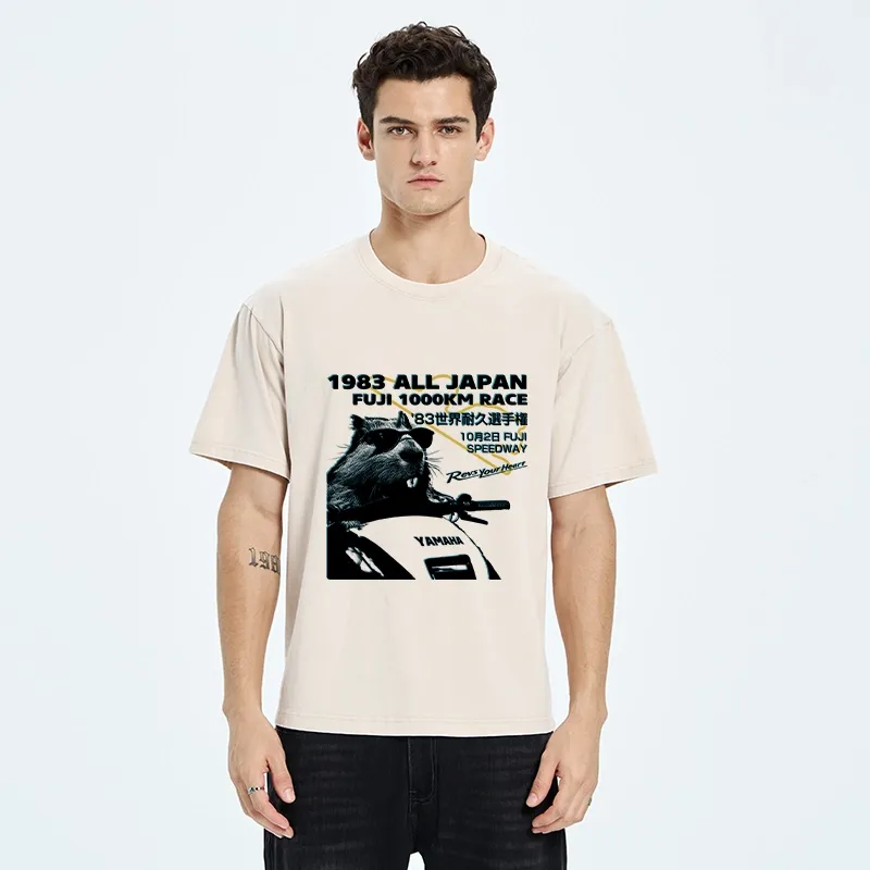 Tokyo-Tiger Funny Racing Beaver Washed T-Shirt