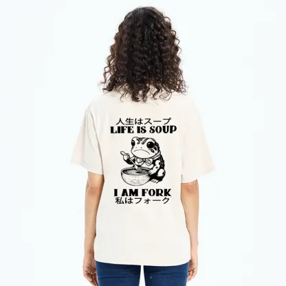 Tokyo-Tiger Life Is Soup I Am Fork Back Washed T-Shirt