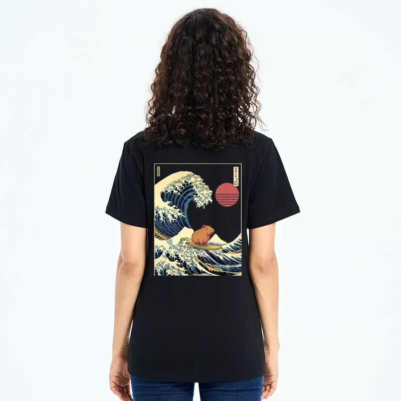 Tokyo-Tiger Capybara Surfing Back Classic T-Shirt