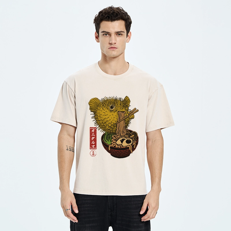 Tokyo-Tiger Ramen Lover Fugu Washed T-Shirt
