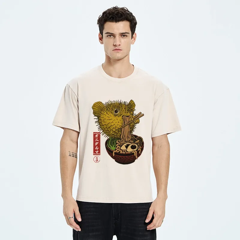 Tokyo-Tiger Ramen Lover Fugu Washed T-Shirt