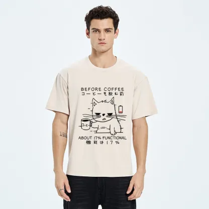 Tokyo-Tiger Before Coffee About 17% Functional Washed T-Shirt