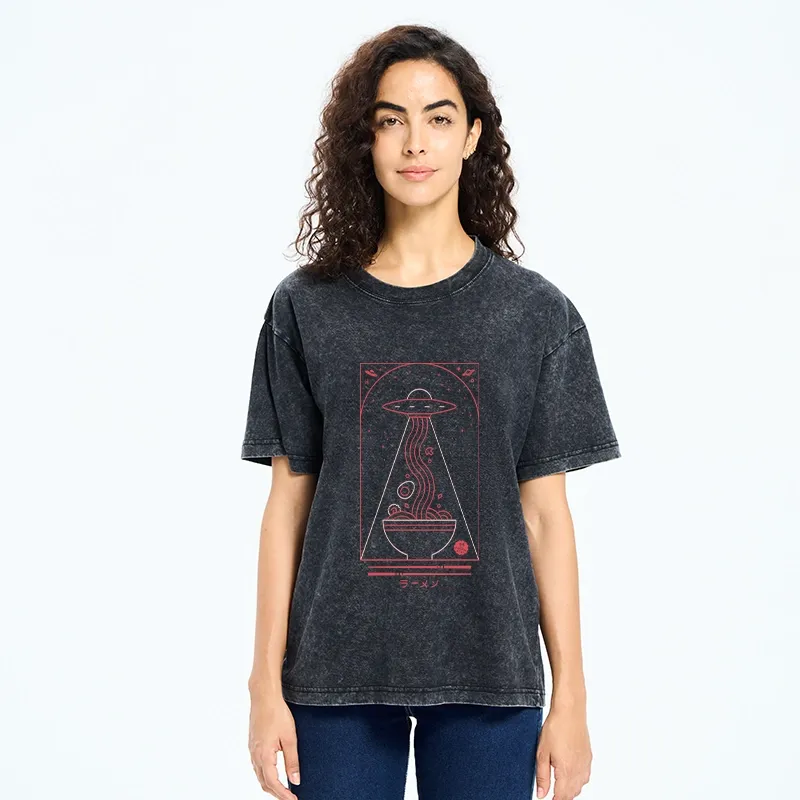 Tokyo-Tiger Funny UFO Ramen Washed T-Shirt
