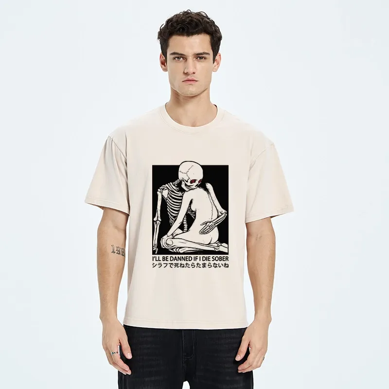 Tokyo-Tiger I Will Be Damned If I Die Sober Washed T-Shirt