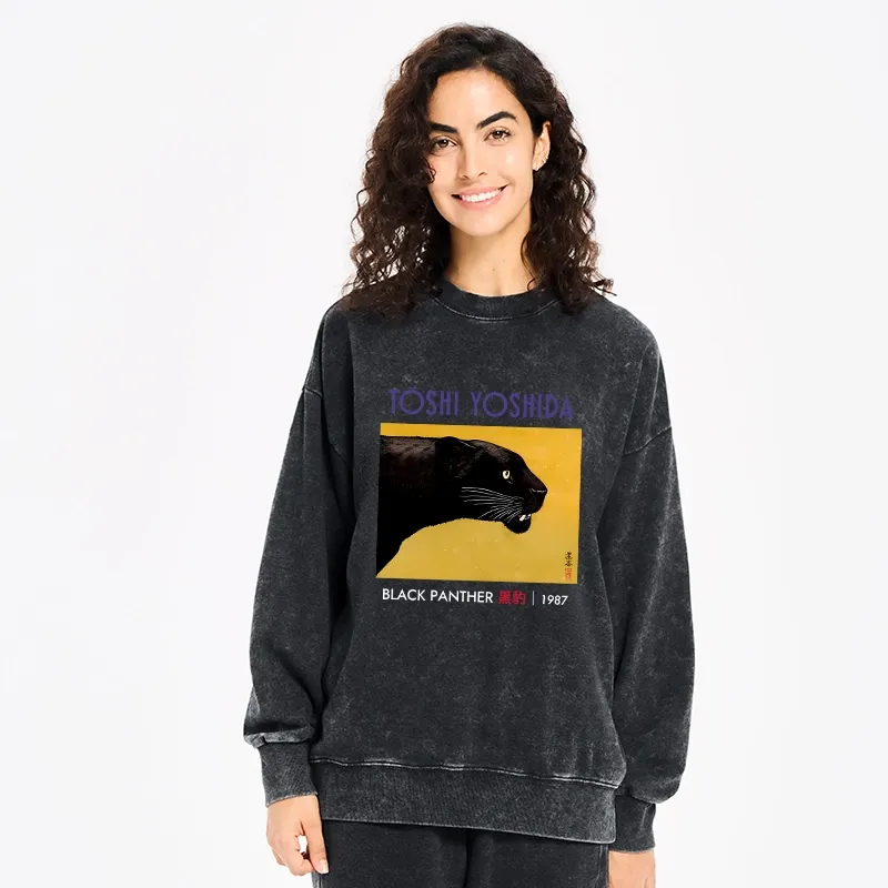 Tokyo-Tiger Black Panther Washed Sweatshirt