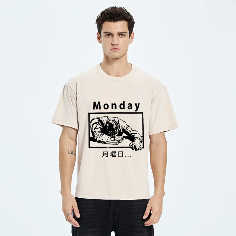 Tokyo-Tiger Painful Monday Funny Washed T-Shirt