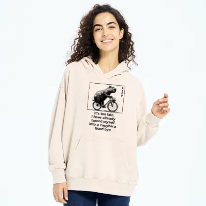 Tokyo-Tiger Funny Capybara Riding A Bicycle Washed Hoodie