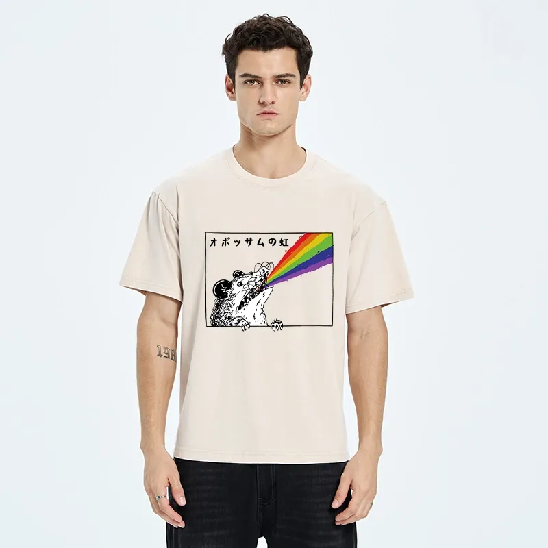 Tokyo-Tiger Opossum Rainbow Washed T-Shirt