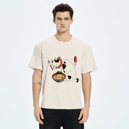 Tokyo-Tiger The Cat Obsessed With Ramen Washed T-Shirt