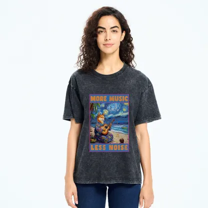 Tokyo-Tiger More Music Less Noise Washed T-Shirt