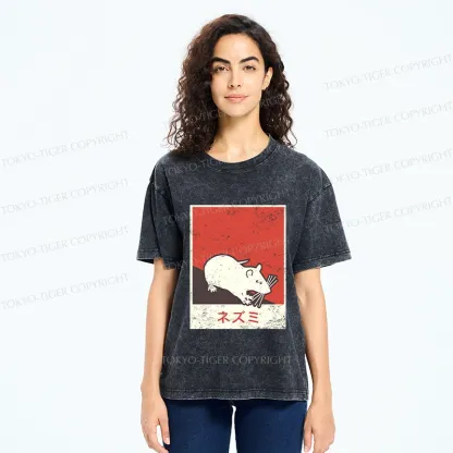Tokyo-Tiger Rat In Japan Washed T-Shirt
