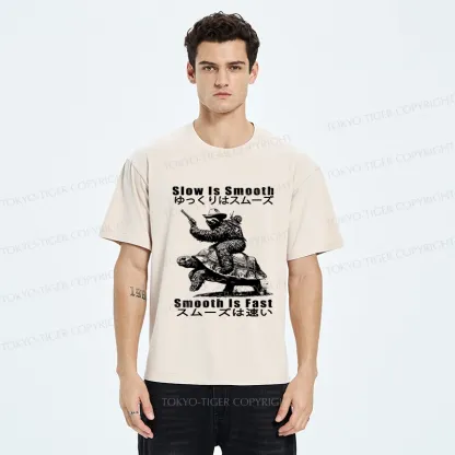 Tokyo-Tiger Funny Sloth Riding A Turtle Washed T-Shirt