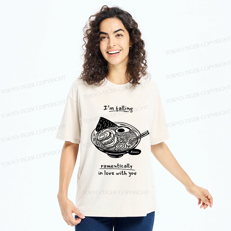 Tokyo-Tiger I'm Falling In Love With Ramen Washed T-Shirt