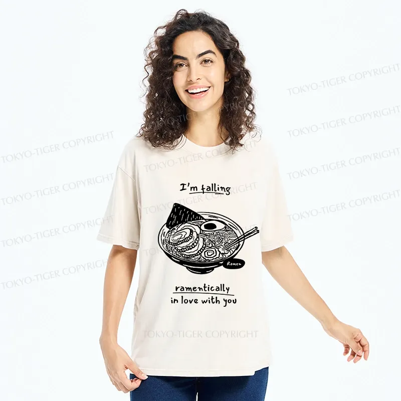 Tokyo-Tiger I'm Falling In Love With Ramen Washed T-Shirt