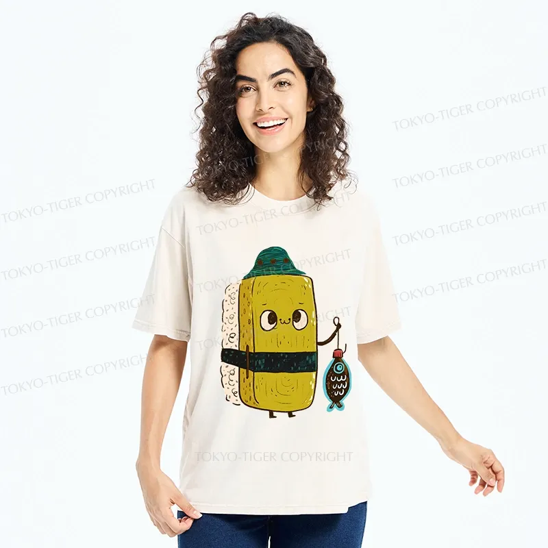 Tokyo-Tiger Cute Sushi Fisher Washed T-Shirt
