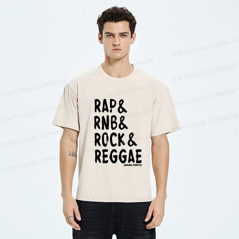 Tokyo-Tiger Music Genre Washed T-Shirt
