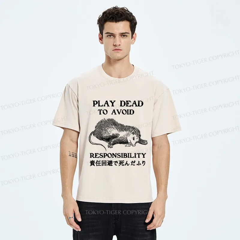 Tokyo-Tiger Play Dead To Avoid Responsibility Washed T-Shirt