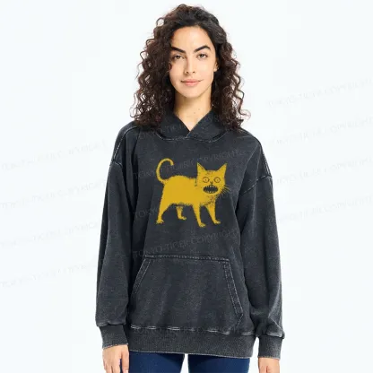 Tokyo-Tiger Horrible Japanese Cat Washed Hoodie